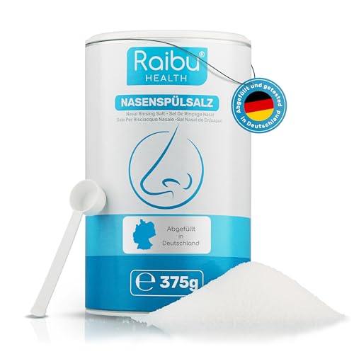 Raibu Nasenspülsalz für Nasendusche 150 Portionen I 375g XXL Dose inkl. Dosierlöffel