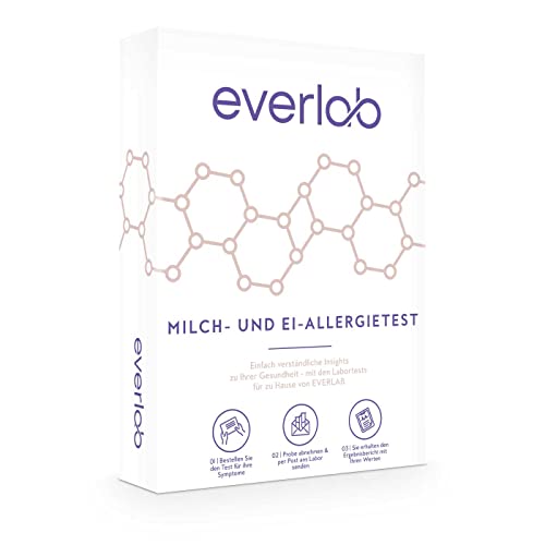 EVERLAB Milch- & Ei-Allergietest – IgE Test auf Milch- & Ei-Allergie| Detaillierte Auswertung | Selbsttest für Zuhause